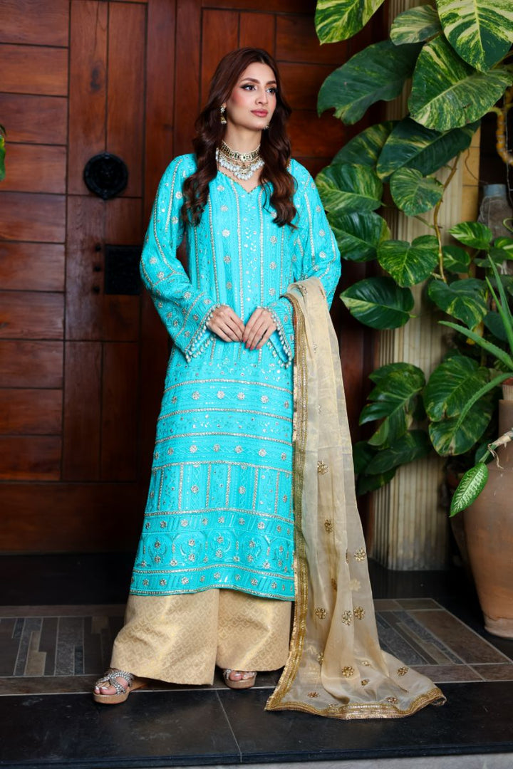 Huma Adnan - Feroza - Chiffon - Feroze - 3 Piece