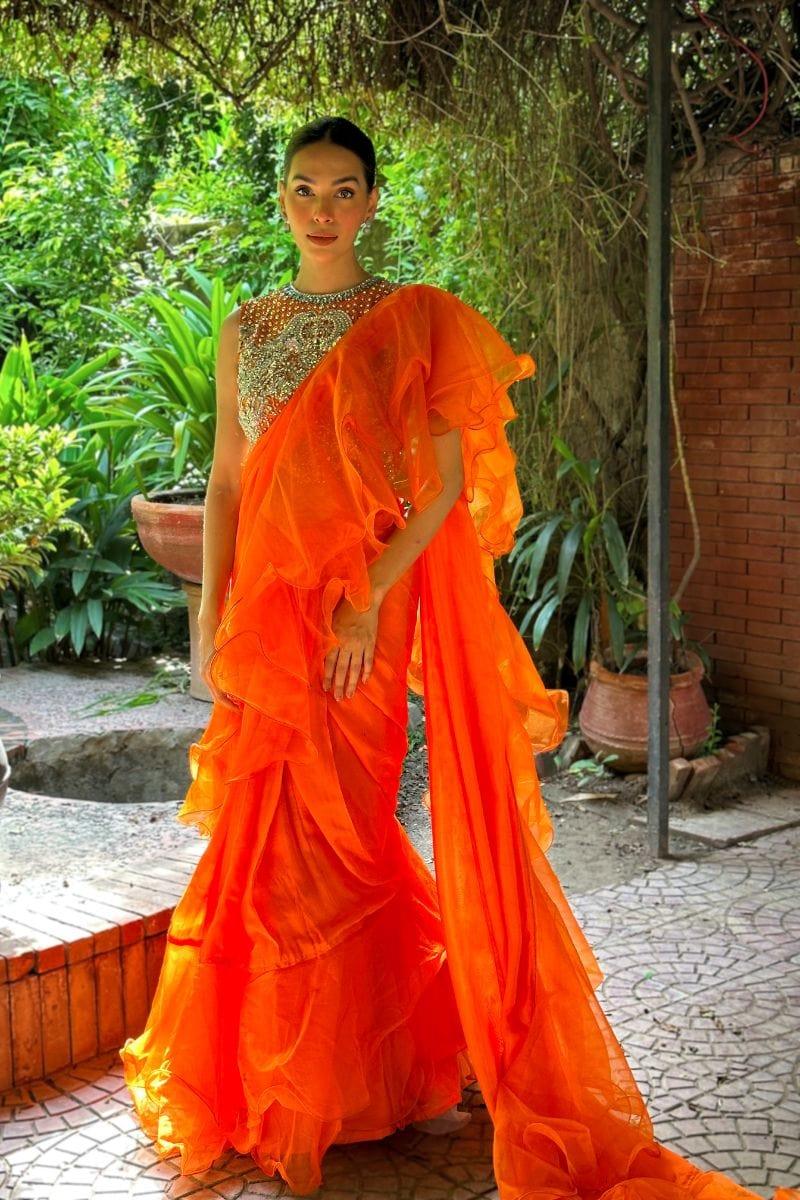 Wabi Sabi - SUNSTONE - Saree - Organza - ORANGE - Studio by TCS