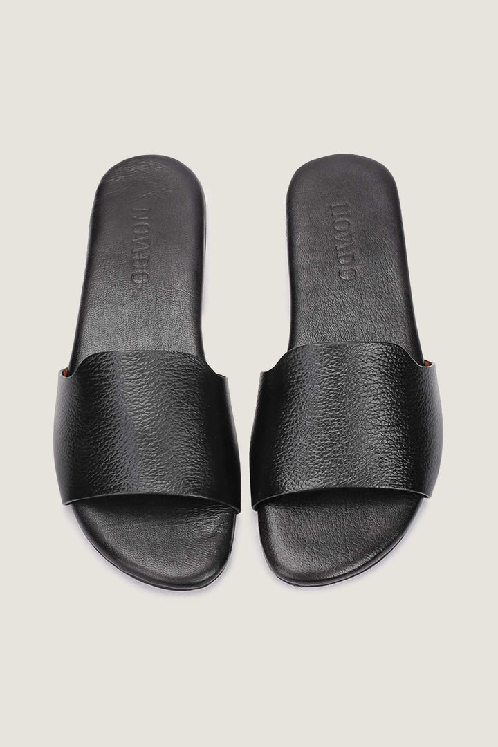 Novado - Flat Leather Sandals - Black