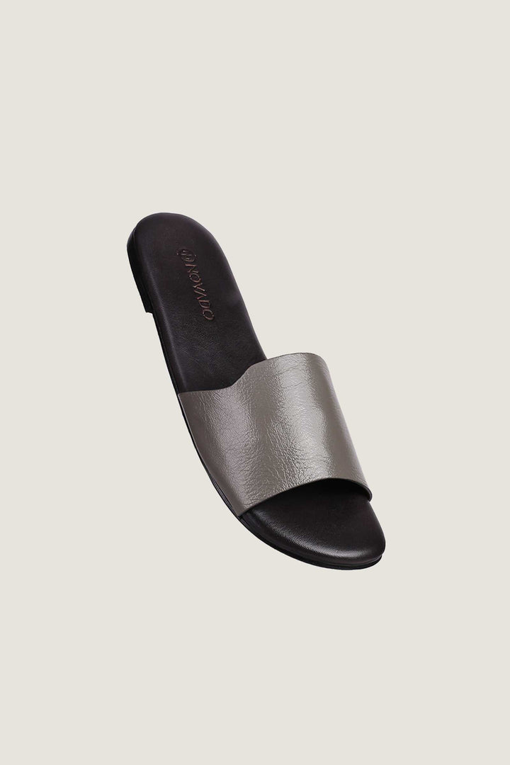 Novado - Flat Leather Sandals - Elephant Grey