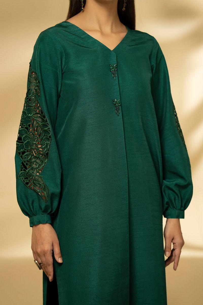 Fozia Khalid - Emerald Symphony - Silk - Green - 2 Piece