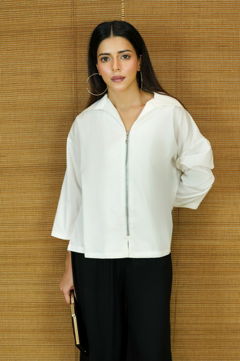 Gulabo - WHITE ZIP - COTTON STRETCH - WHITE - 1 Piece