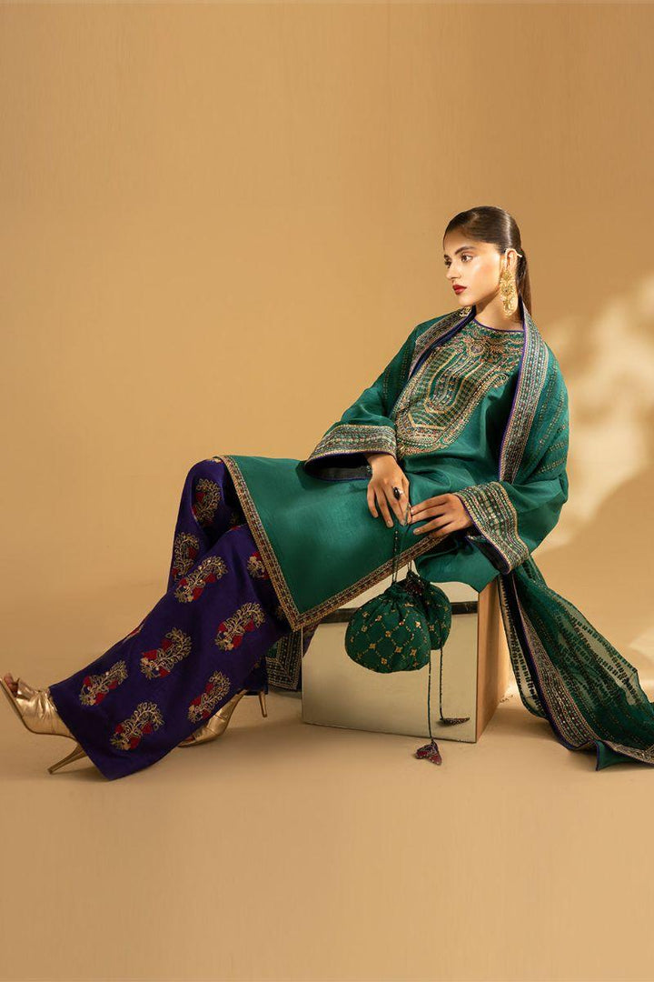 Fozia Khalid - Emerald Craftsmanship - Silk - Green - 3 Piece