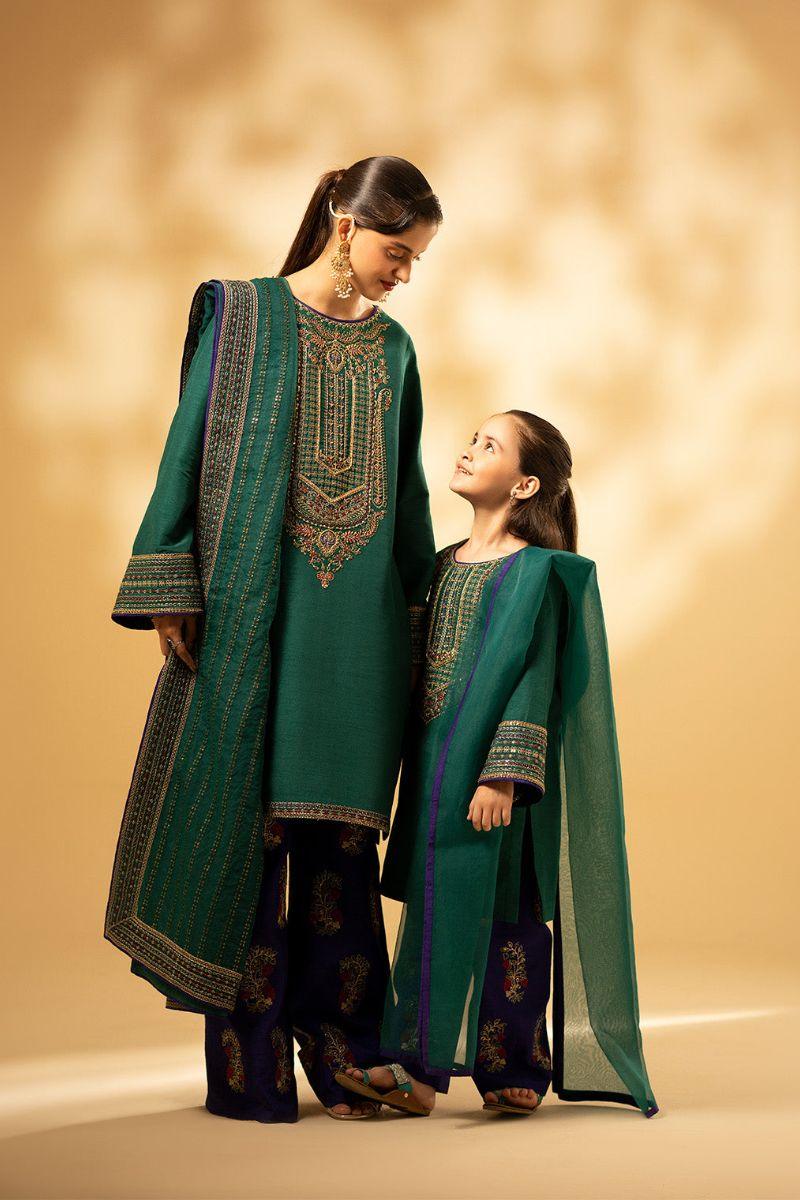 Fozia Khalid - Emerald Craftsmanship - Silk - Green - 3 Piece