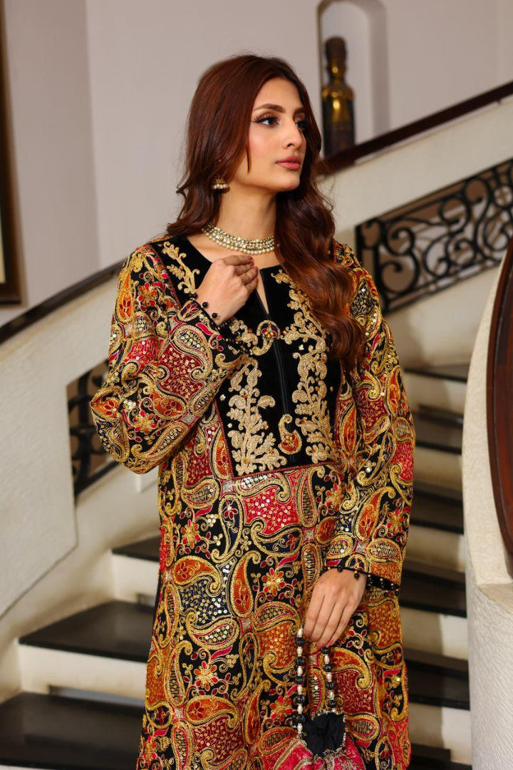 Huma Adnan - Gul Bahara - Chiffon - Black - 3 Piece