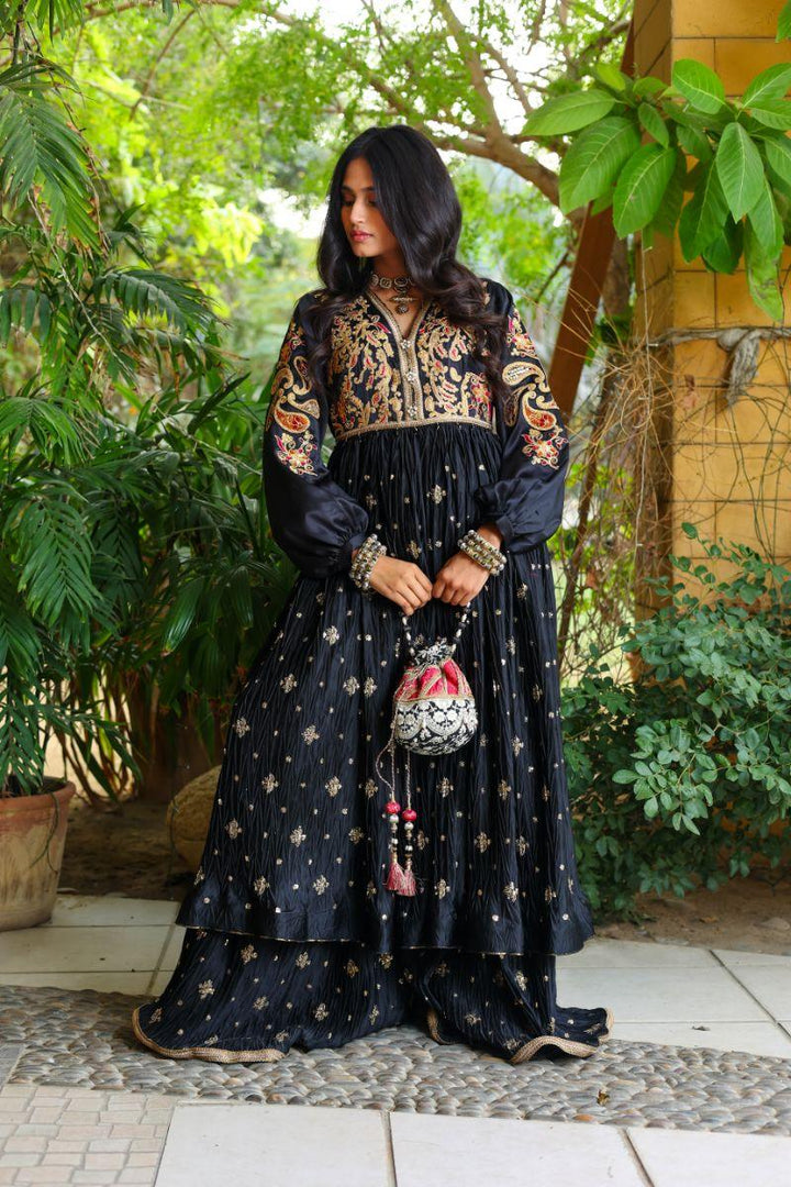 Huma Adnan - Gulnaar - Silk - Black - 2 Piece