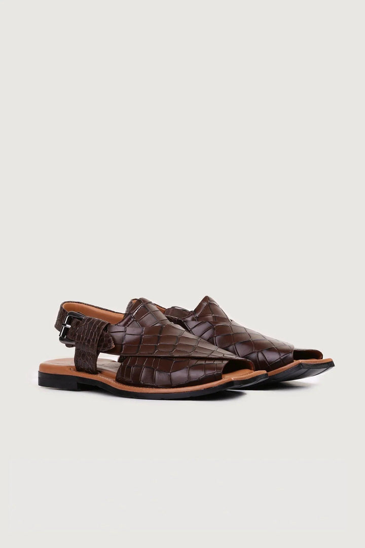 Novado - Ghazab Khan Croc Print - Choco Brown