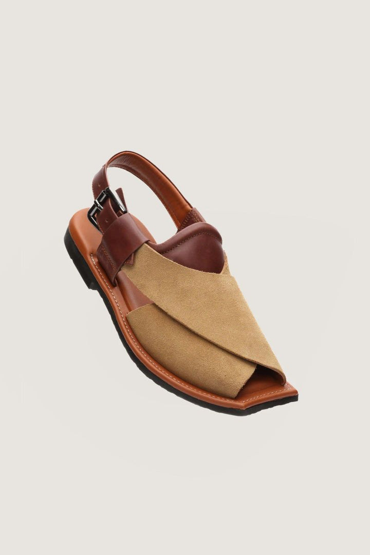 Novado - Gull Khan Contrast Leather | T-Shape - Camel & Brown