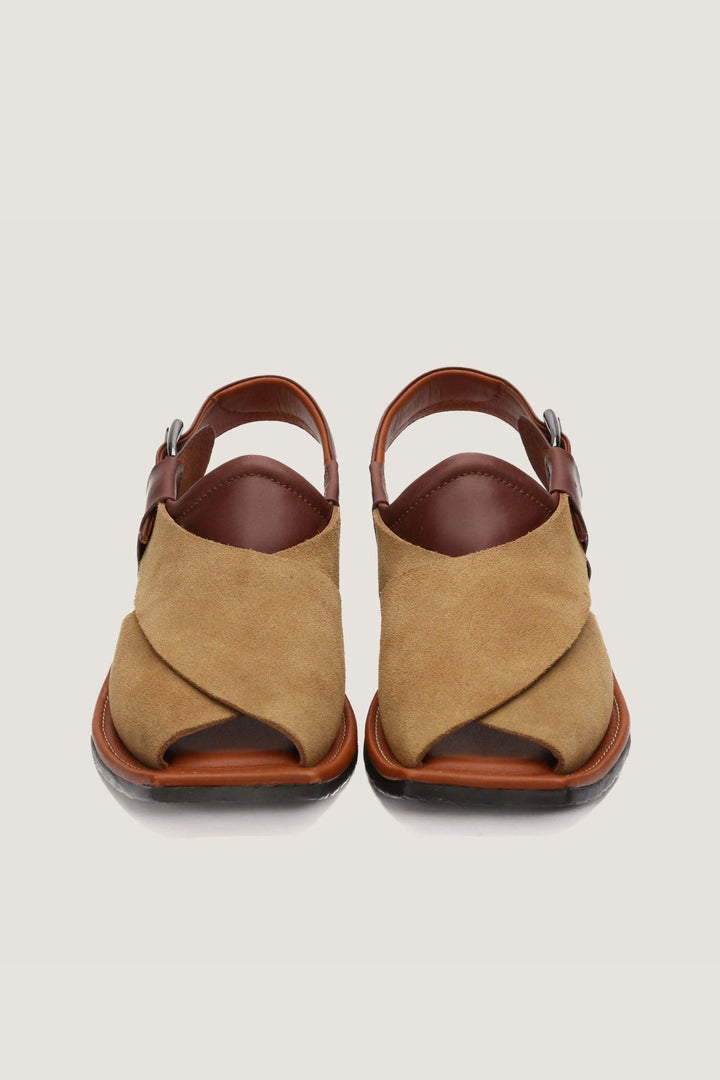 Novado - Gull Khan Contrast Leather | T-Shape - Camel & Brown