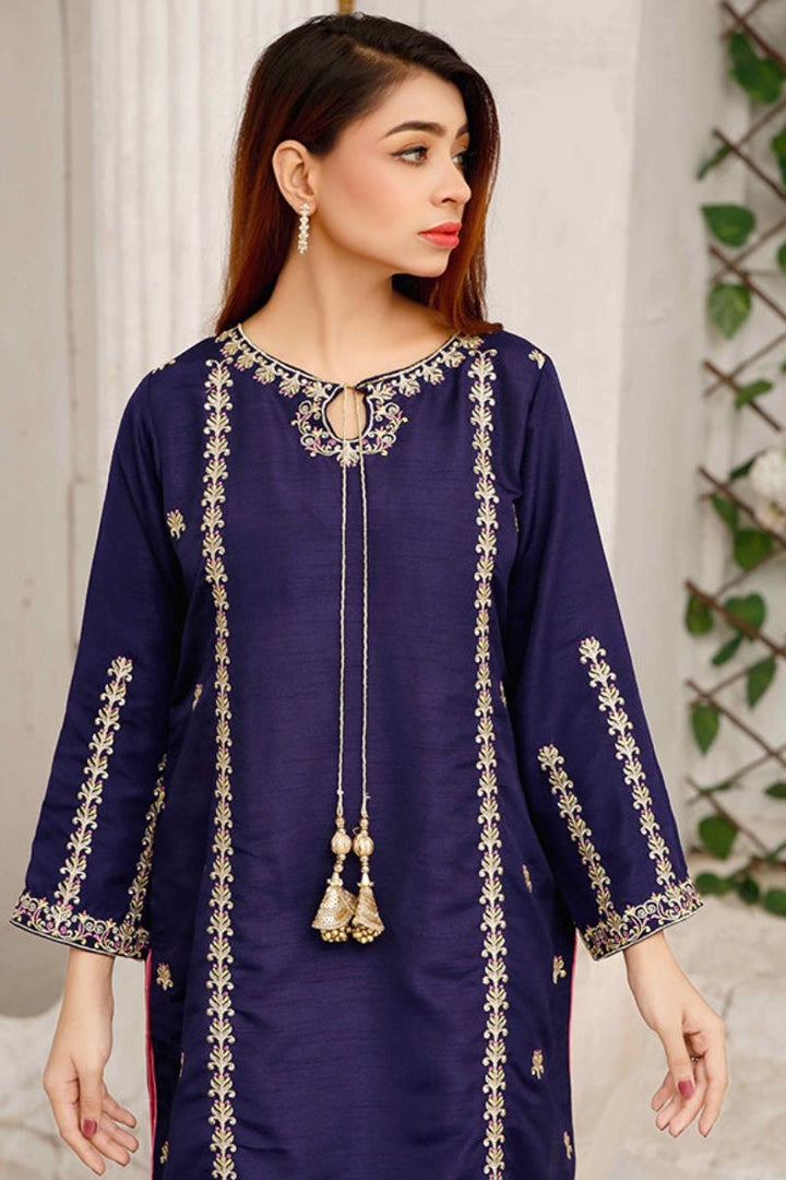 Modest - Gulnoor - Blue - Rawsilk - Womens 3 Piece Suit