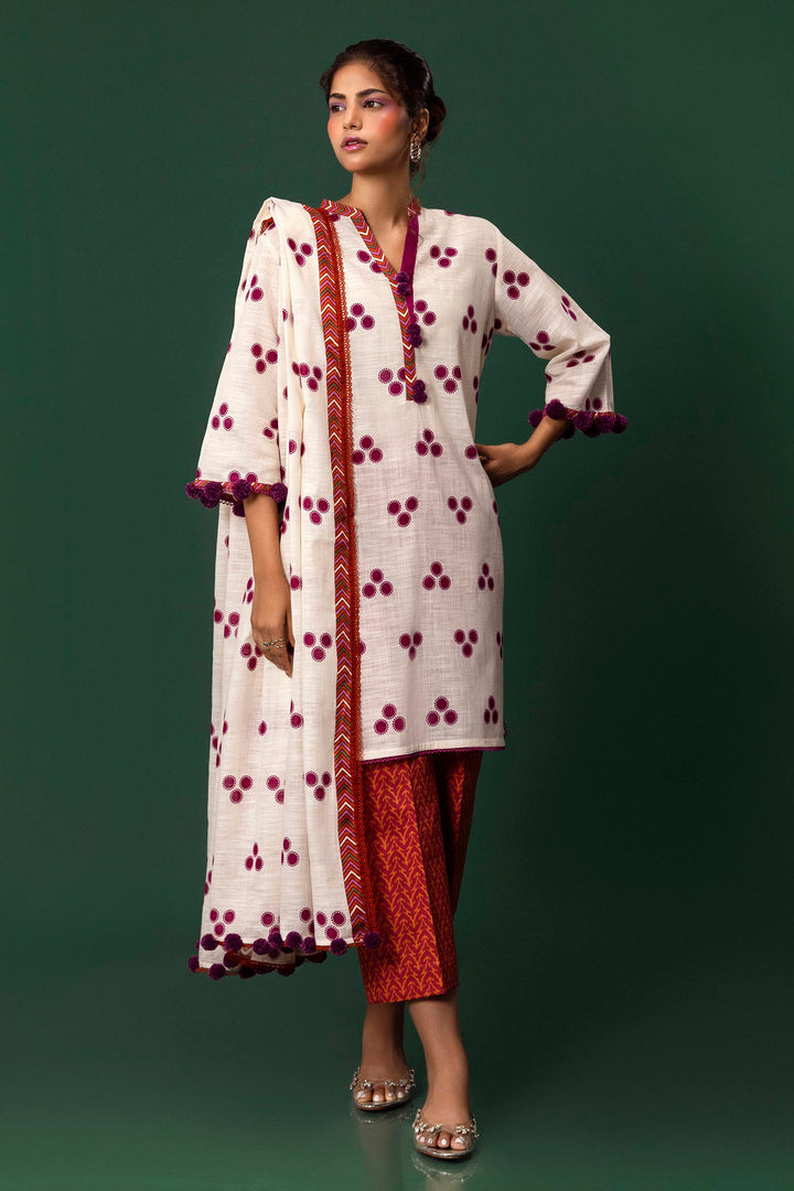 Sana Safinaz - H243-001A-3CQ - White - Printed - 3 Piece - Unstitch