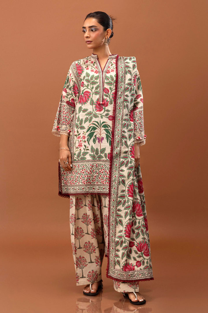 Sana Safinaz - H243-002A-3CQ - Cream - Printed - 3 Piece - Unstitch