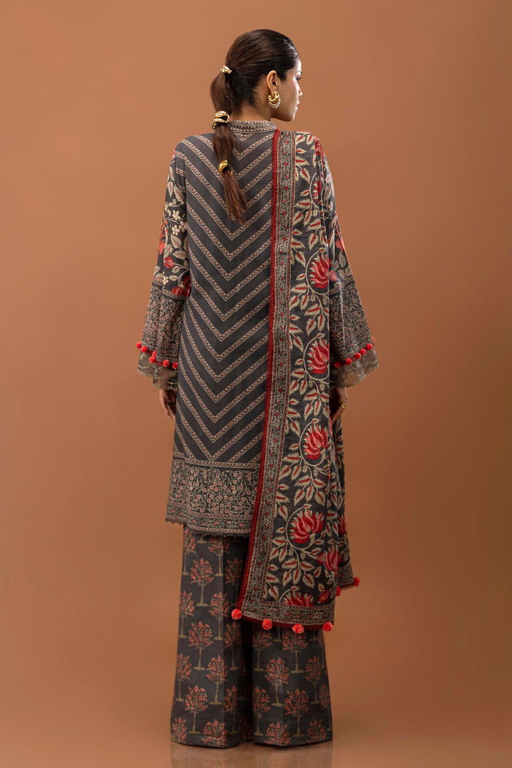 Sana Safinaz - H243-002B-3CQ - Grey - Printed - 3 Piece - Unstitch