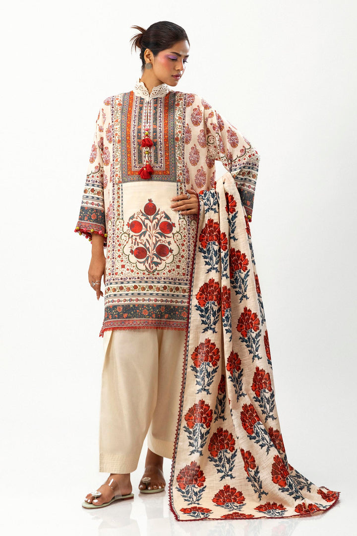 Sana Safinaz - H243-003A-2Q - Beige - Printed - 2 Piece - Unstitch