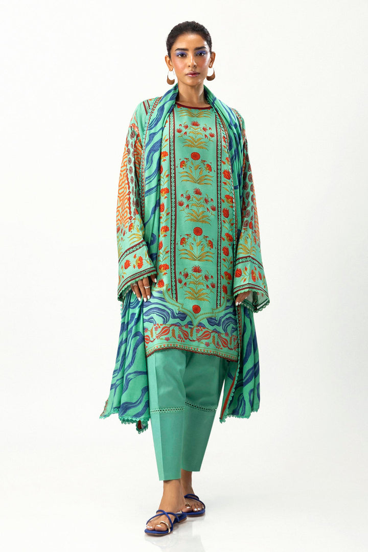 Sana Safinaz - H243-004A-3DA - Green - Printed - 3 Piece - Unstitch