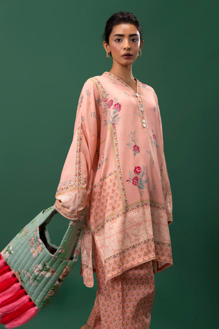 Sana Safinaz - H243-008A-2AC - Pink - Printed - 2 Piece - Unstitch