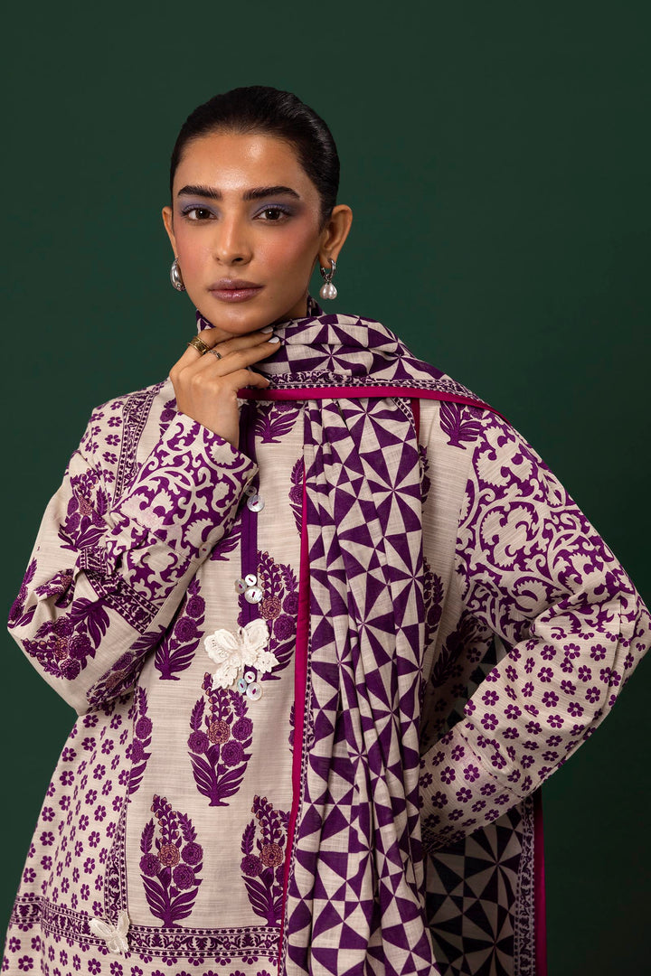 Sana Safinaz - H243-009A-3CQ - White & Purple - Printed - 3 Piece - Unstitch