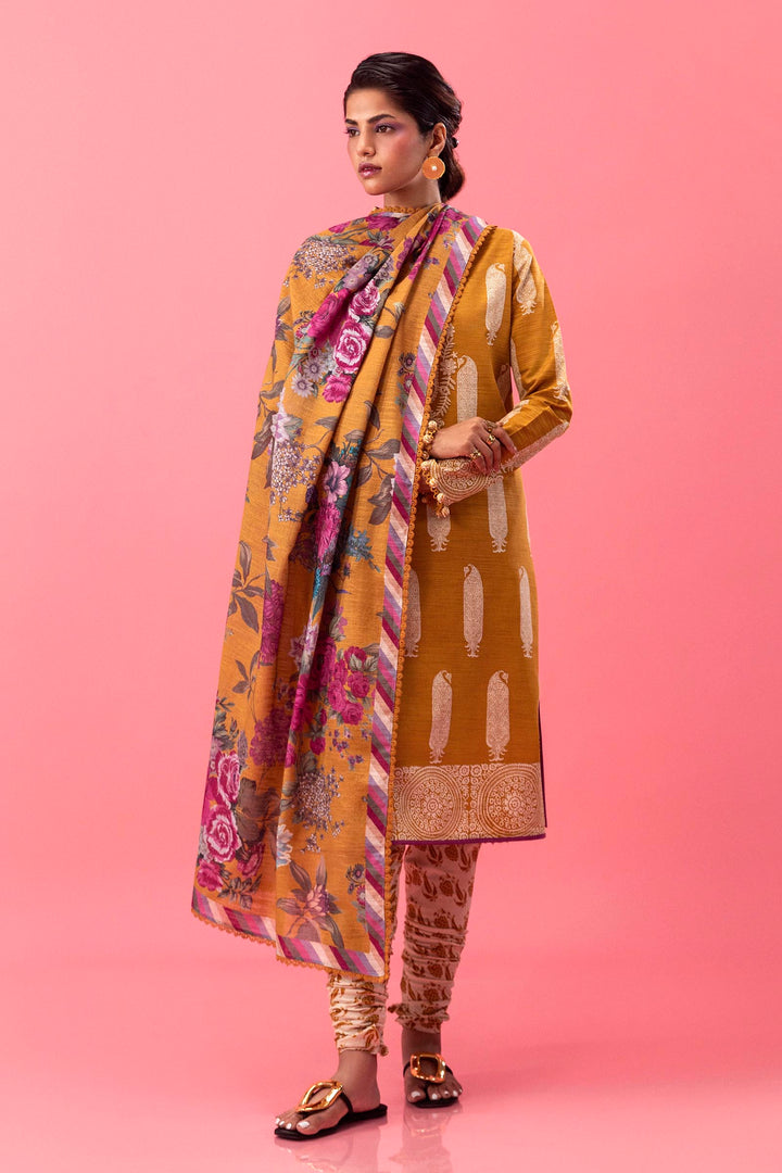 Sana Safinaz - H243-016A-3CQ - Mustard - Printed - 3 Piece - Unstitch