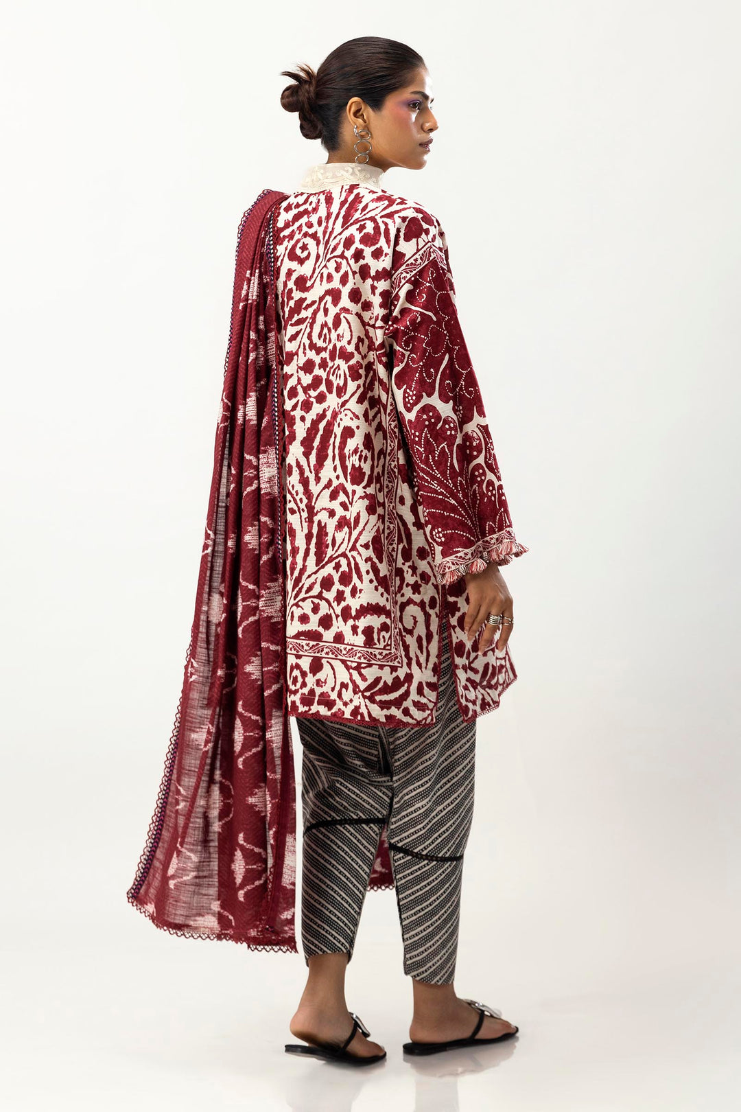 Sana Safinaz - H243-018A-3CQ - Red - Printed - 3 Piece - Unstitch