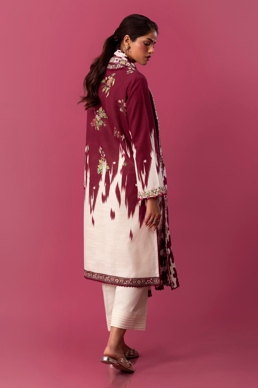 Sana Safinaz - H243-021A-2BQ - Maroon - Printed - 2 Piece - Unstitch