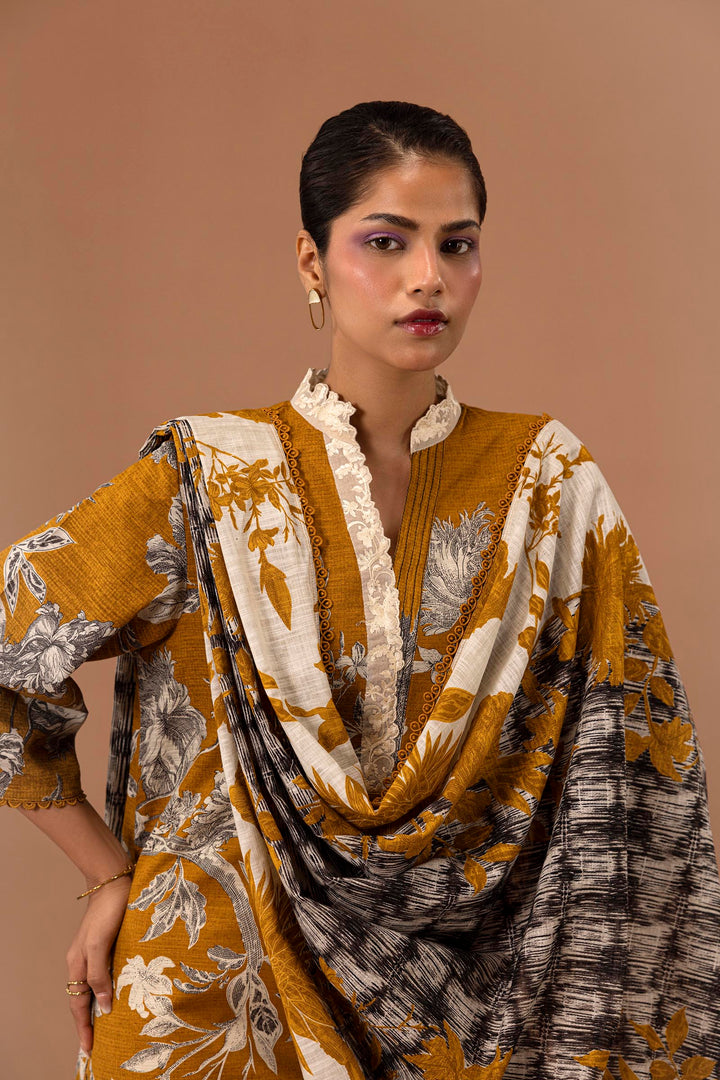 Sana Safinaz - H243-023B-2BQ - Mustard - Printed - 2 Piece - Unstitch