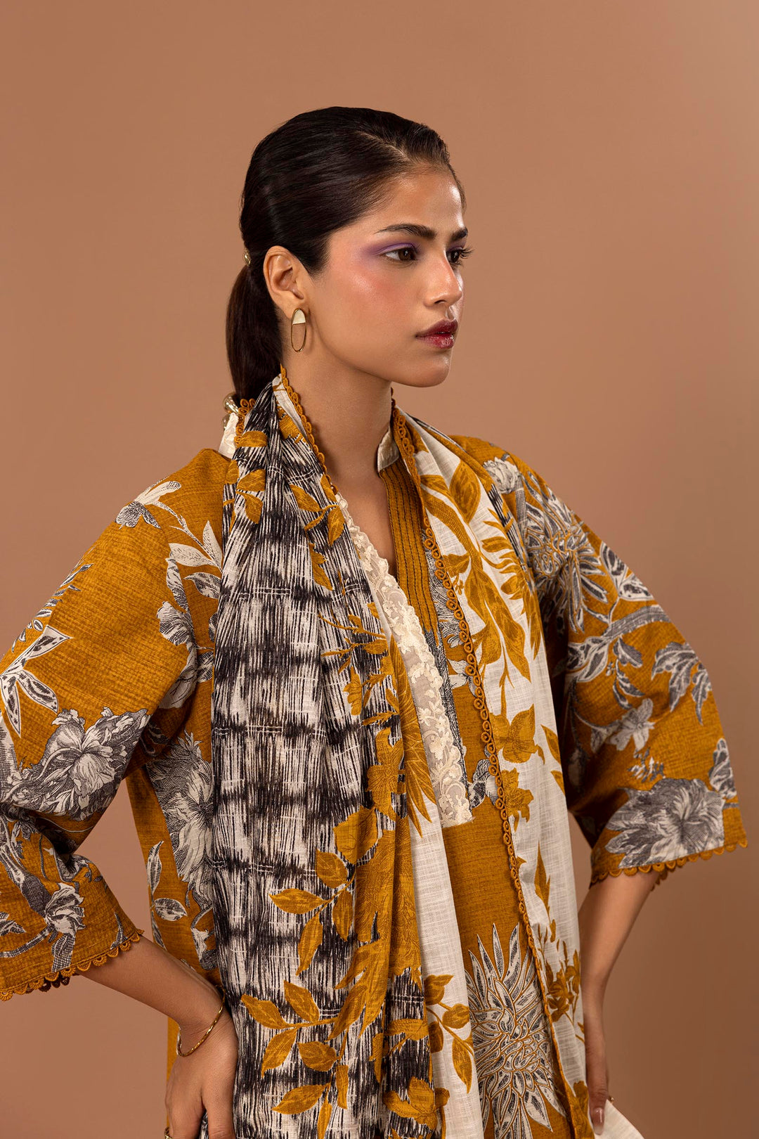 Sana Safinaz - H243-023B-2BQ - Mustard - Printed - 2 Piece - Unstitch