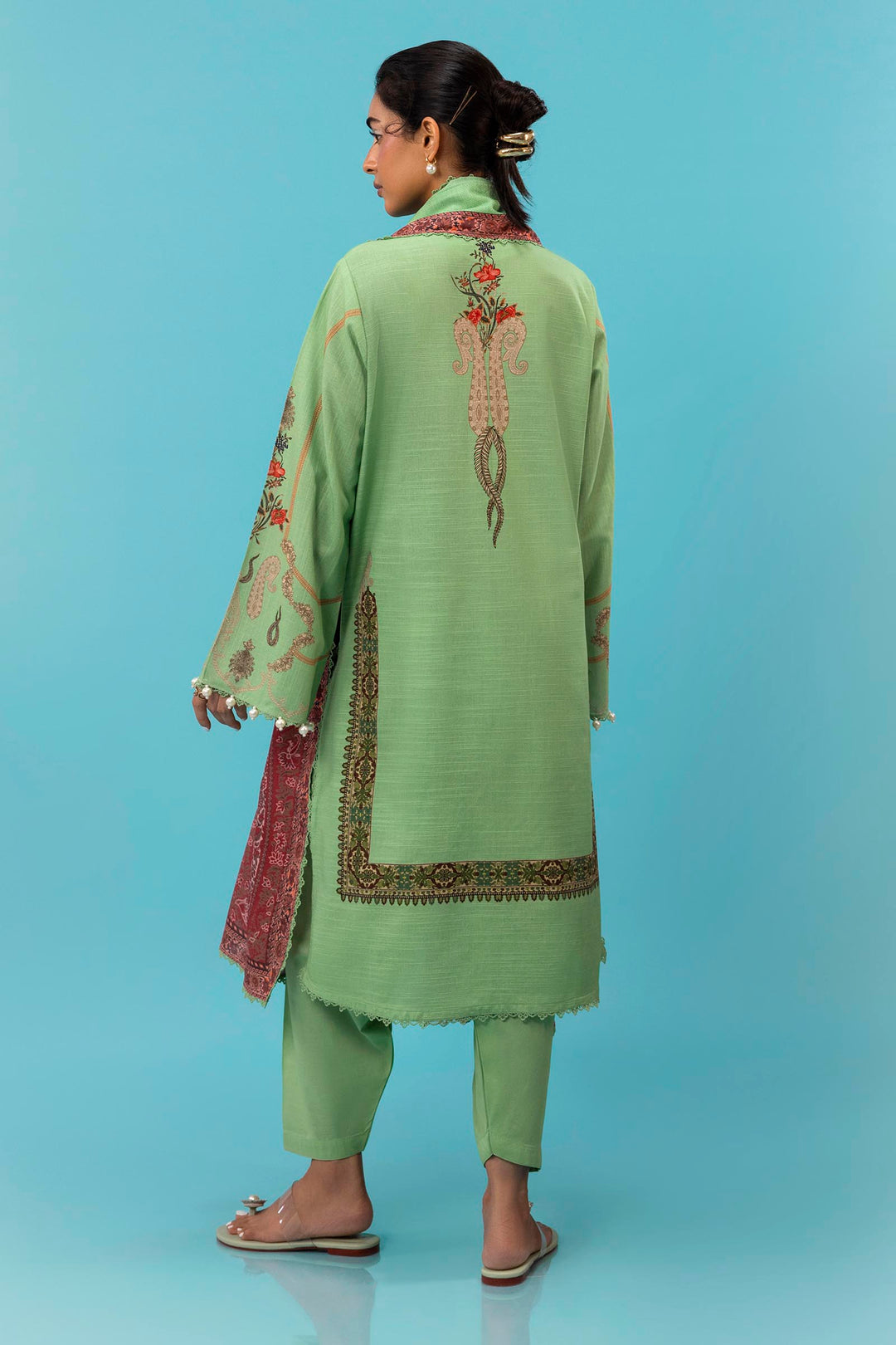 Sana Safinaz - H243-025B-3CQ - Green - Printed - 3 Piece - Unstitch