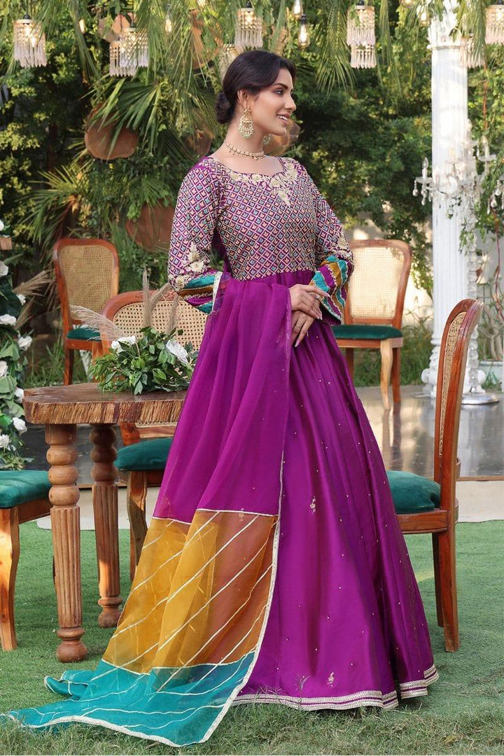 Sanas - Handwork Zari Embroidered Long Maxi - ZEENAT - M202216 - Magenta - Studio by TCS