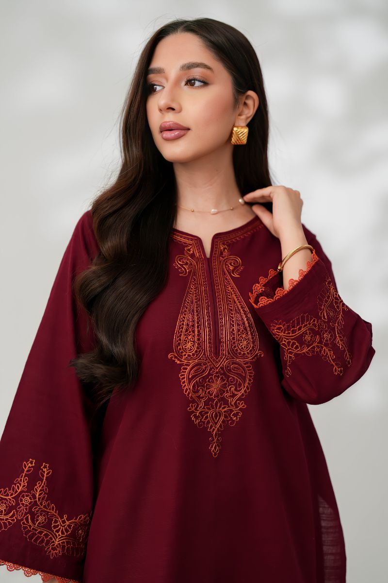 MERLOT LUXURY EMBROIDERED FALL SET (NPA2-24311 )