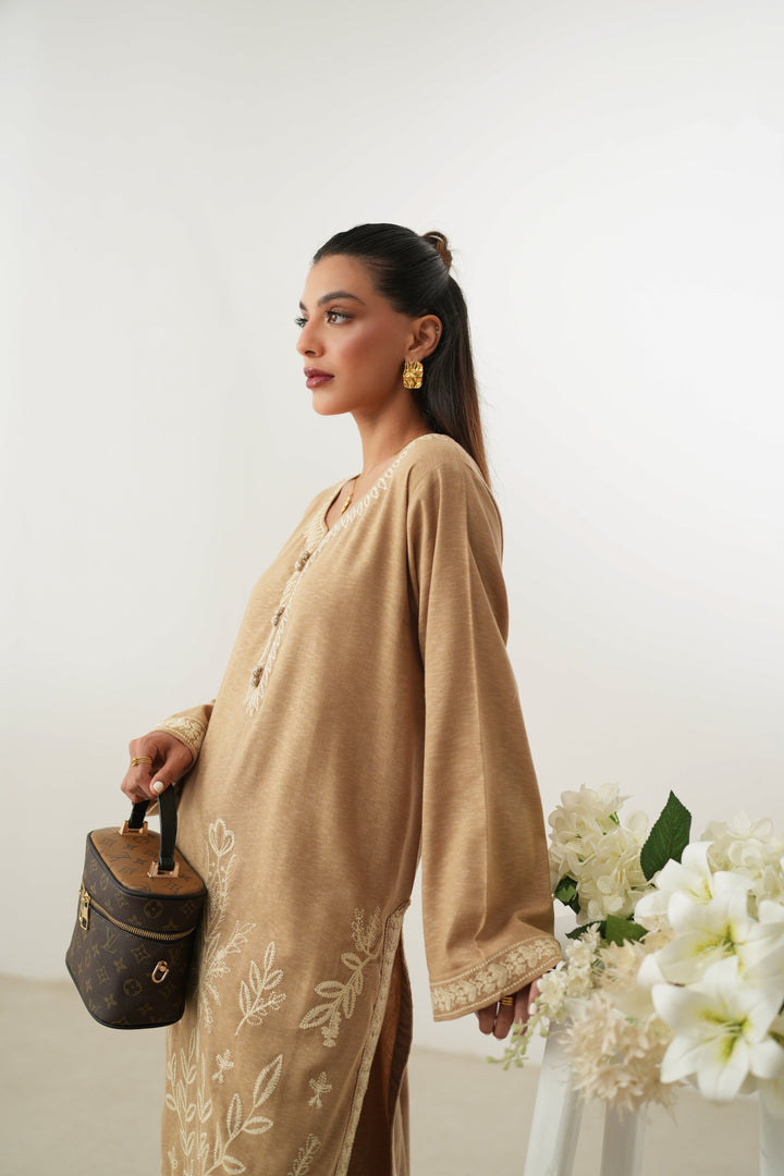 ZAIB - SICILY TAN LUXURY EMBROIDERED FALL SET (NPA2-24313)