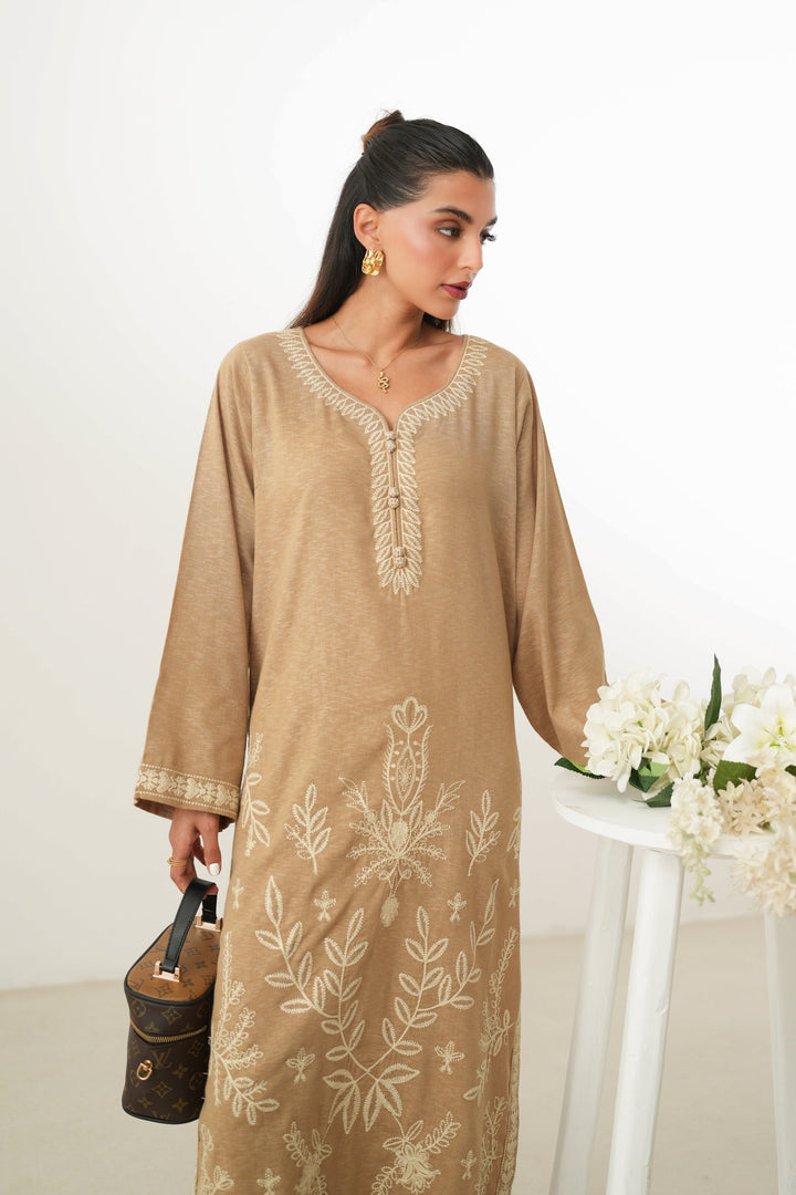 ZAIB - SICILY TAN LUXURY EMBROIDERED FALL SET (NPA2-24313)