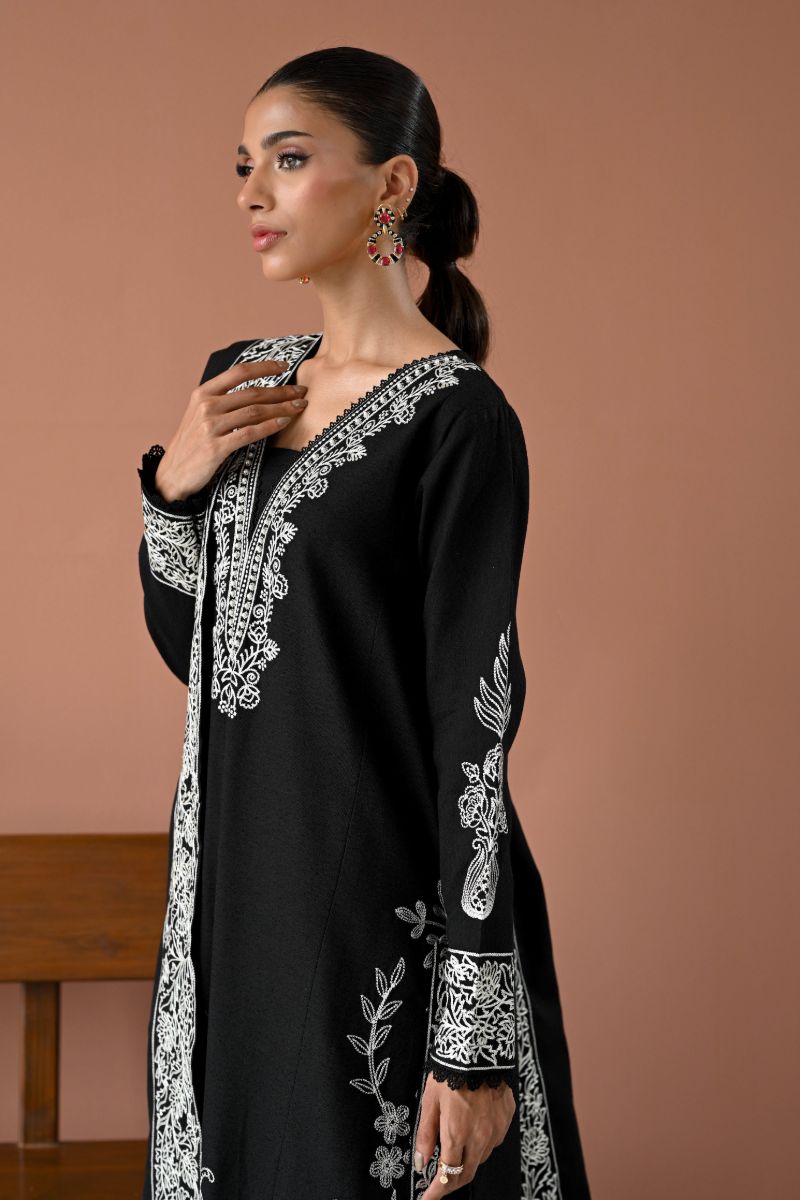 ZAIB - BLACK MOON LUXURY EMBROIDERED KARANDI SET (NEL-24632) - 3 Piece