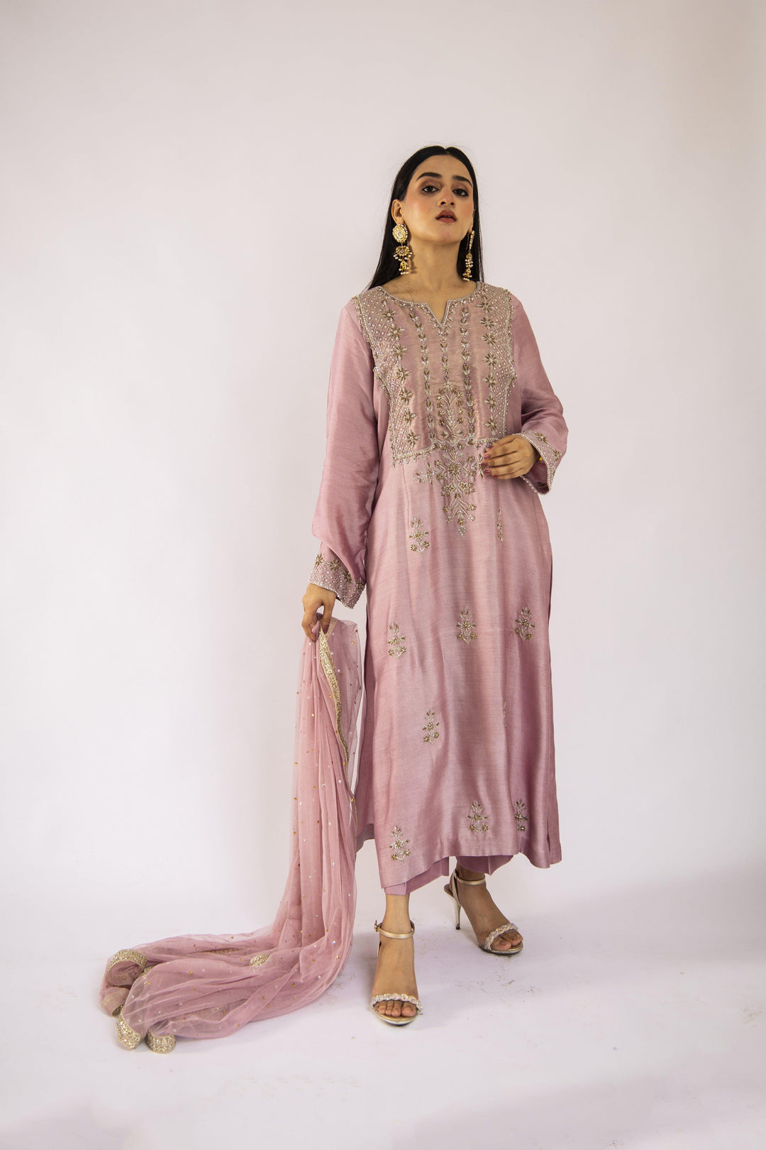 Sadia Aamir - Noori - Lilac Sheesha Silk Shirt and Culottes with Net Dupatta - 3 PIece - Studio by TCS