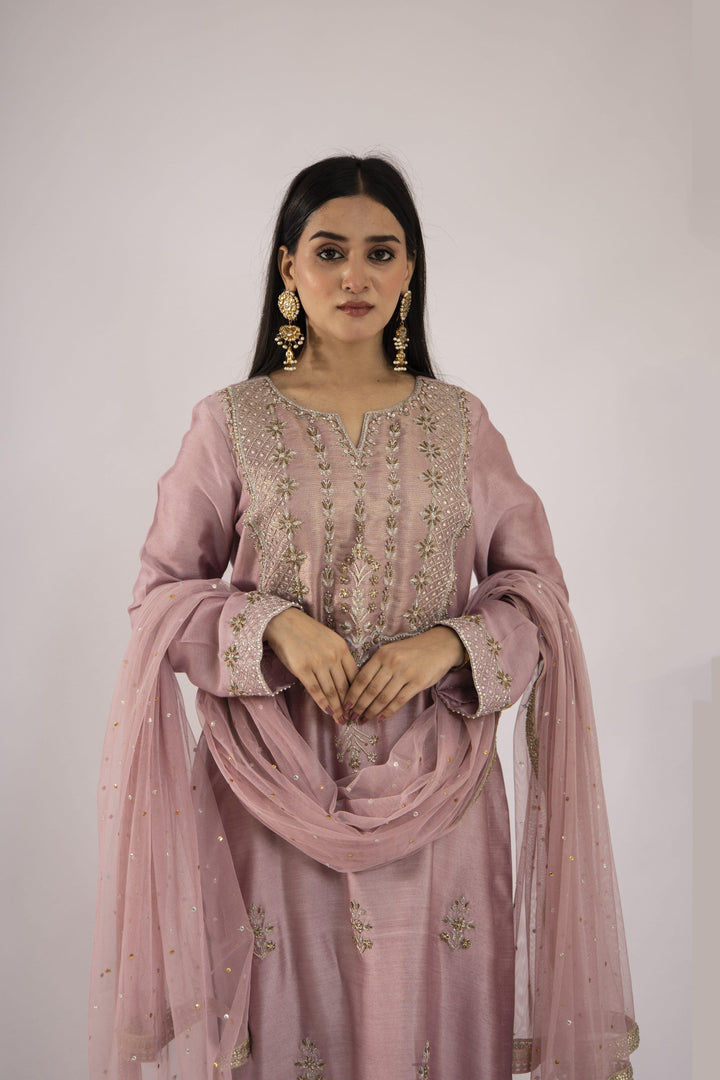 Sadia Aamir - Noori - Lilac Sheesha Silk Shirt and Culottes with Net Dupatta - 3 PIece - Studio by TCS