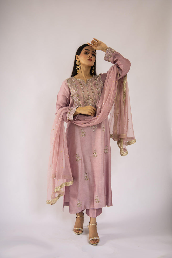 Sadia Aamir - Noori - Lilac Sheesha Silk Shirt and Culottes with Net Dupatta - 3 PIece - Studio by TCS