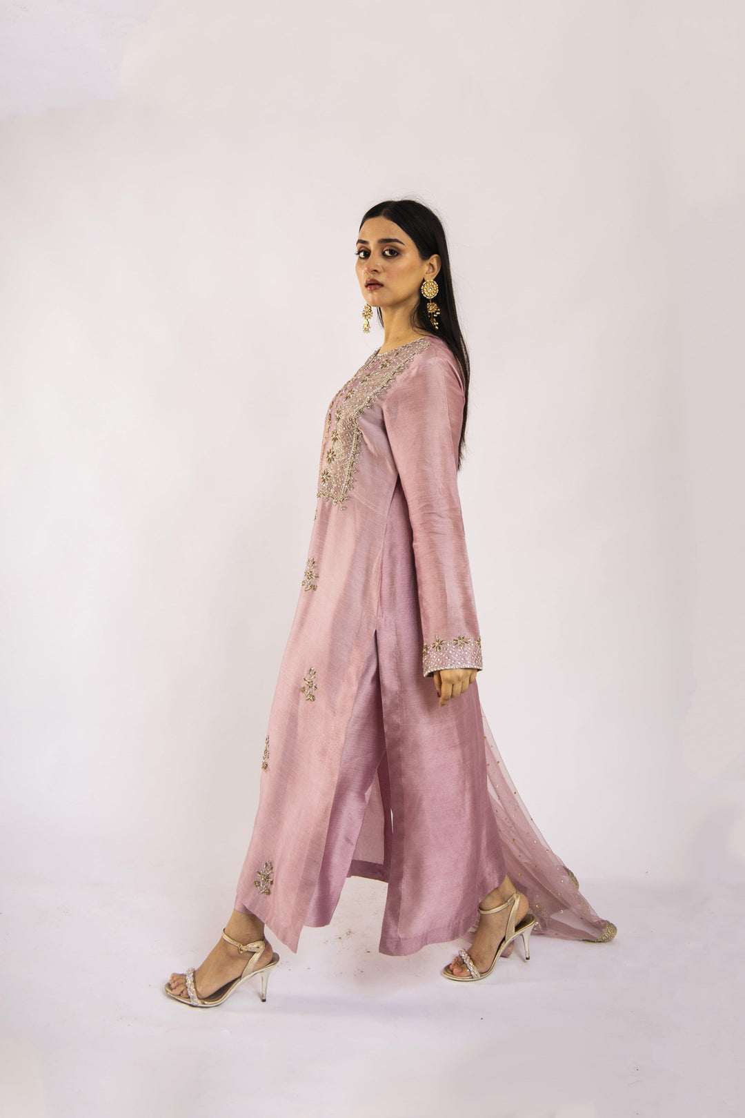 Sadia Aamir - Noori - Lilac Sheesha Silk Shirt and Culottes with Net Dupatta - 3 PIece - Studio by TCS