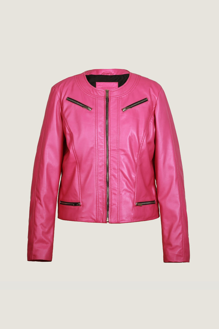 Novado - Women's Timeless Fashion Leather Jacket - Fuchsia - 1 Piece