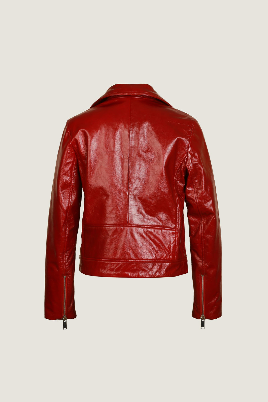 Novado - Women's Hooded Biker Leather Jacket - Red - 1 Piece