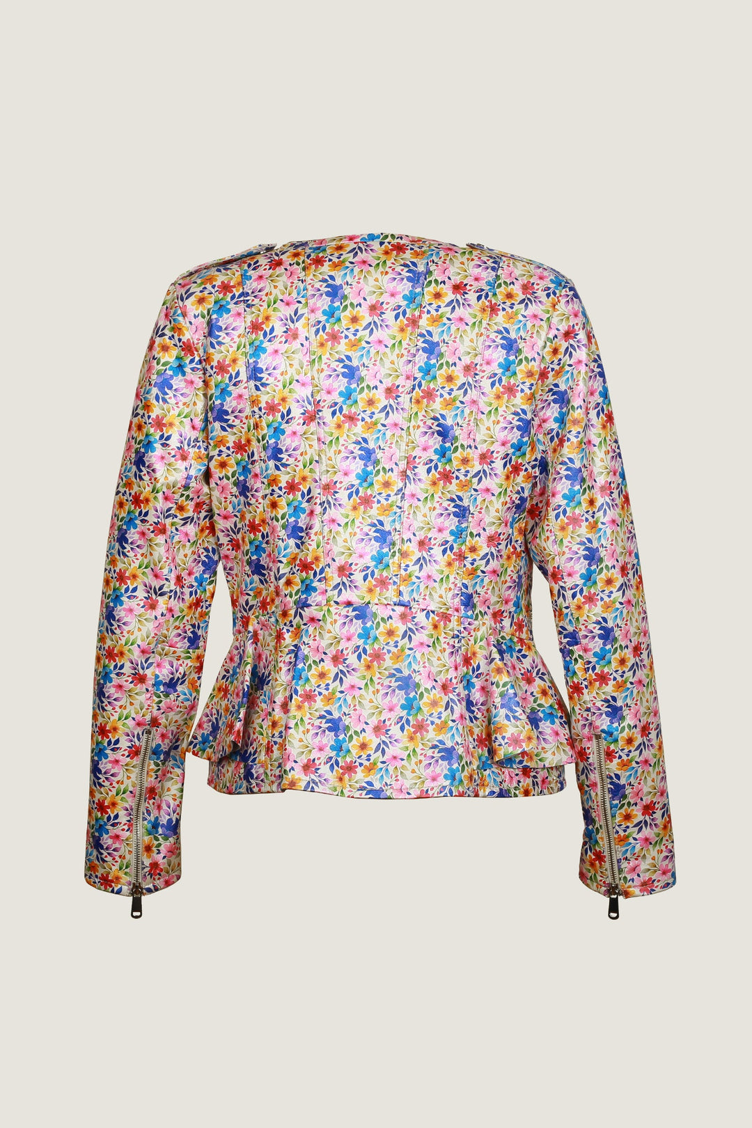 Novado - Flower Print Leather Jacket - Flower Print - 1 Piece