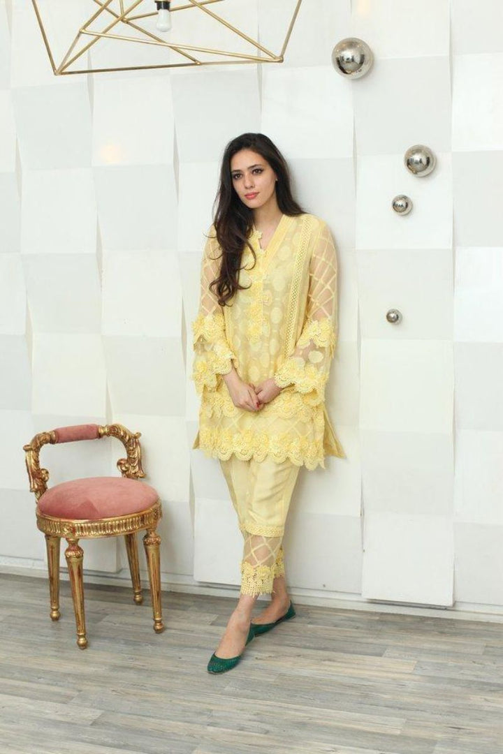 Maheen Trends - Calla - Yellow - 2 Piece - Silk & Organza