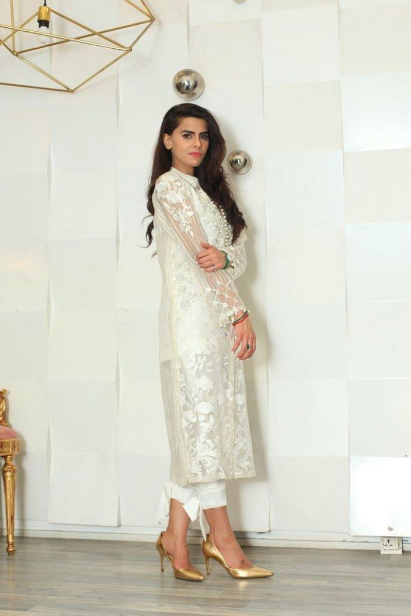 Maheen Trends - Marigold - White - 2 Piece - Silk & Organza