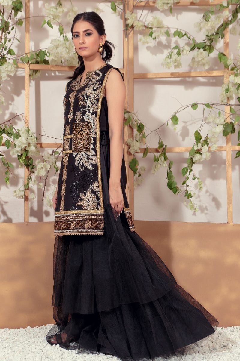 Shamaeel - EB-05 - Black - Silk Lehenga - 3 Piece - Studio by TCS