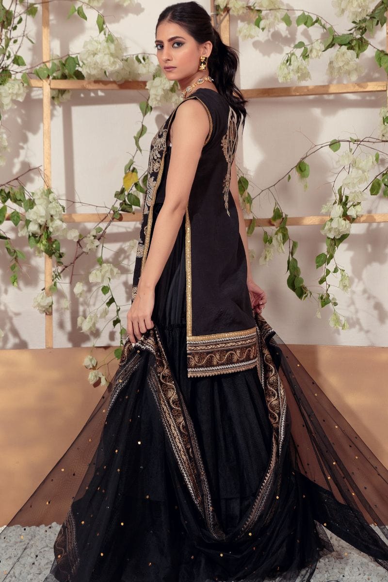 Shamaeel - EB-05 - Black - Silk Lehenga - 3 Piece - Studio by TCS