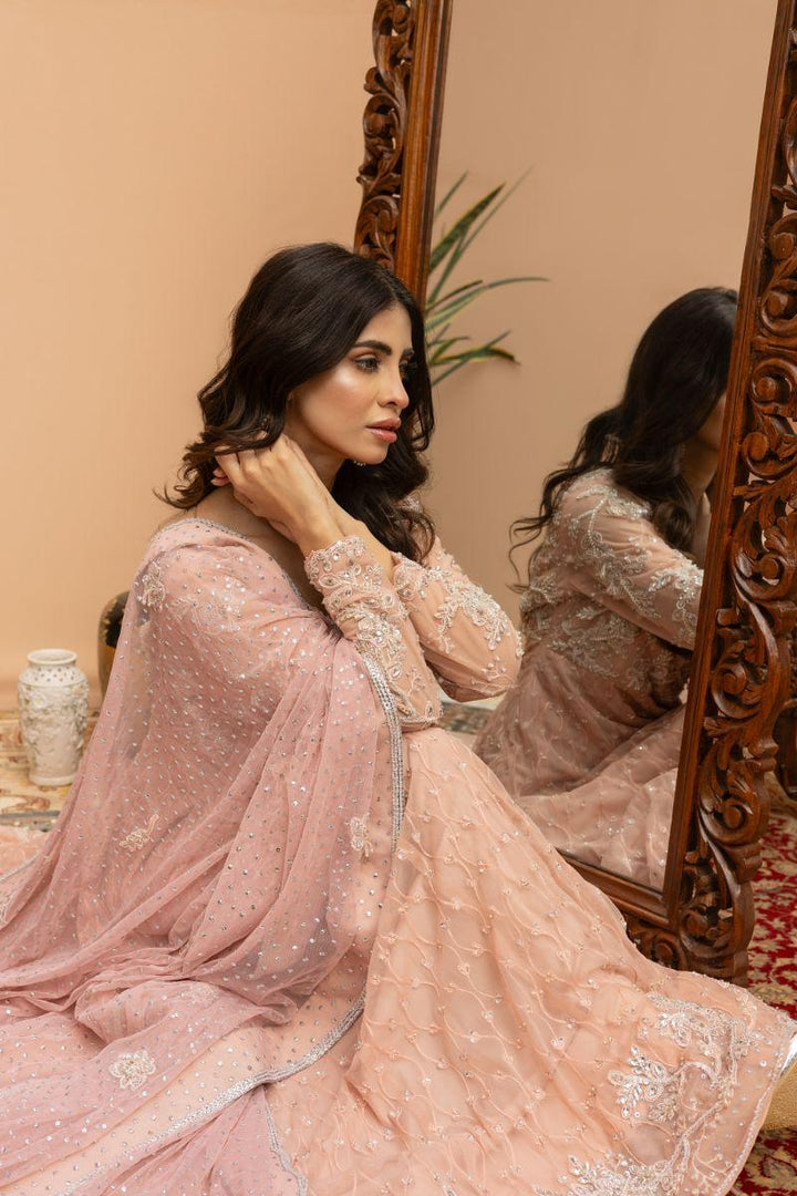 Khayal by Shaista Hasan - Blush Pishwas - French Net - 3 Piece