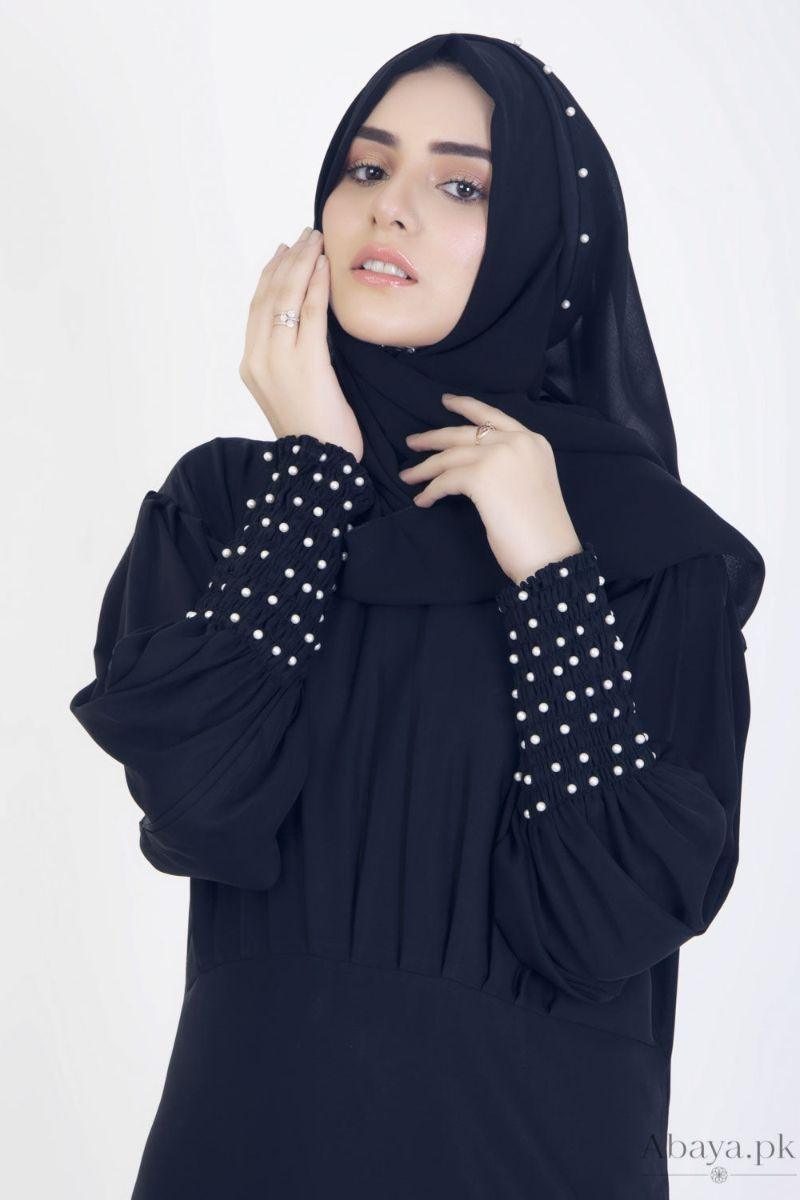 Abaya.pk - ALVINA BLUE ABAYA & Hijab - Chiffon & Nada Fabirc