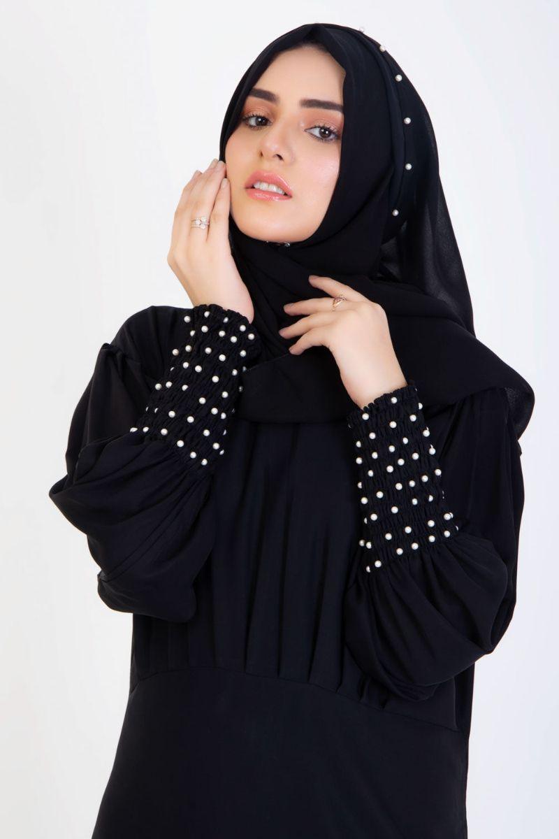 Abaya.pk - Alvina Black Abaya Hijab - Chiffon & Nada Fabric