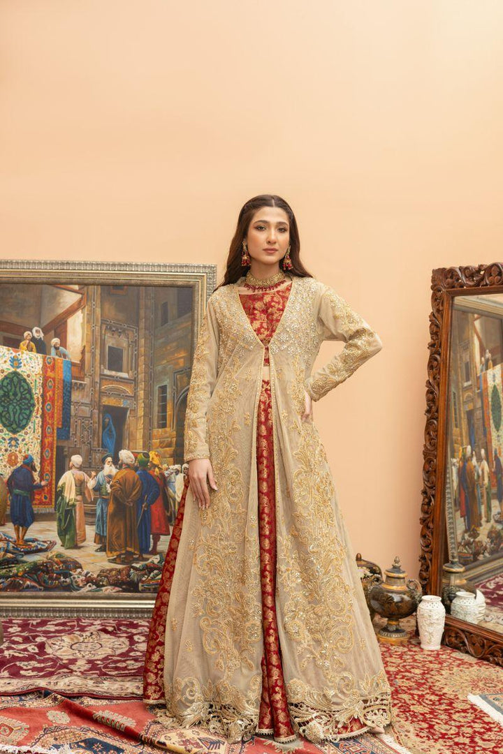 Khayal by Shaista Hasan - Golden Luxe Affair - Sili Net & Jamawar - 3 Piece