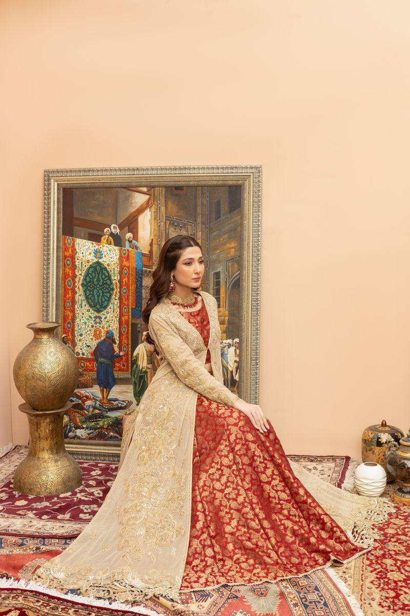 Khayal by Shaista Hasan - Golden Luxe Affair - Sili Net & Jamawar - 3 Piece