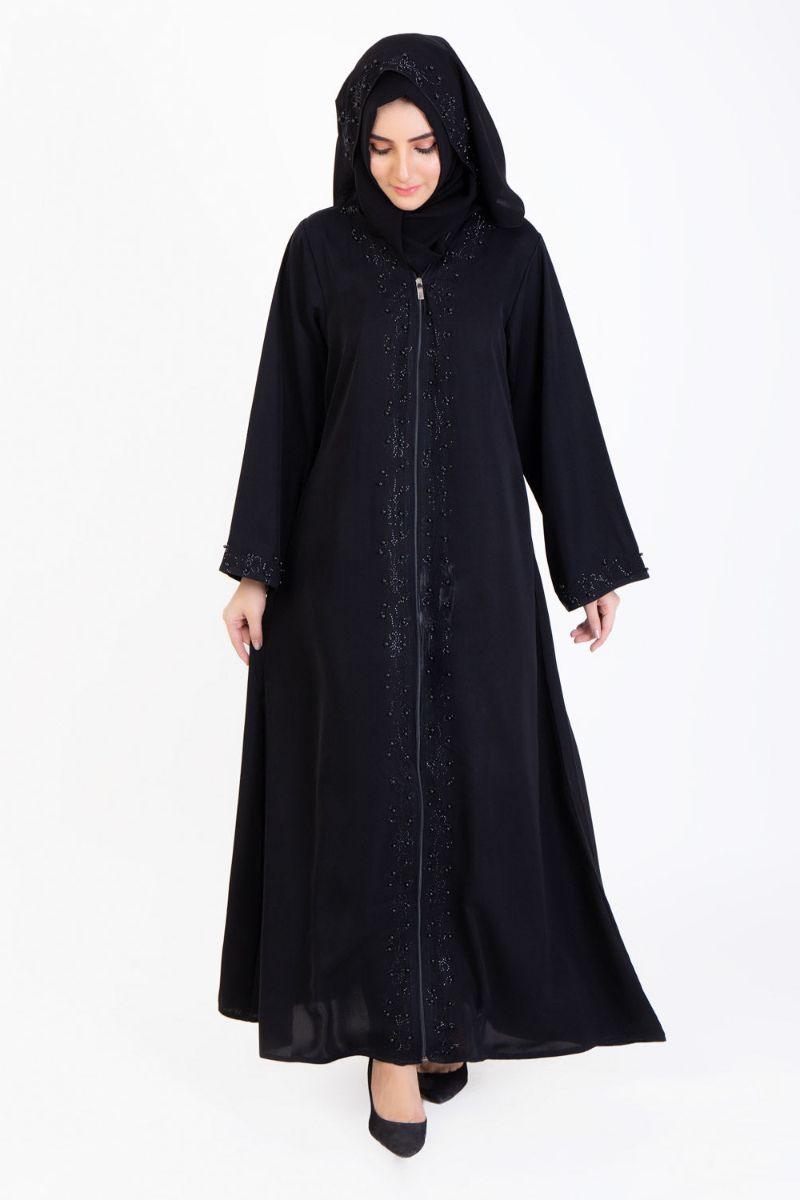 Abaya.pk - Black Pearl Fantasy Abaya & Hijab - Chiffon & Nada Fabric