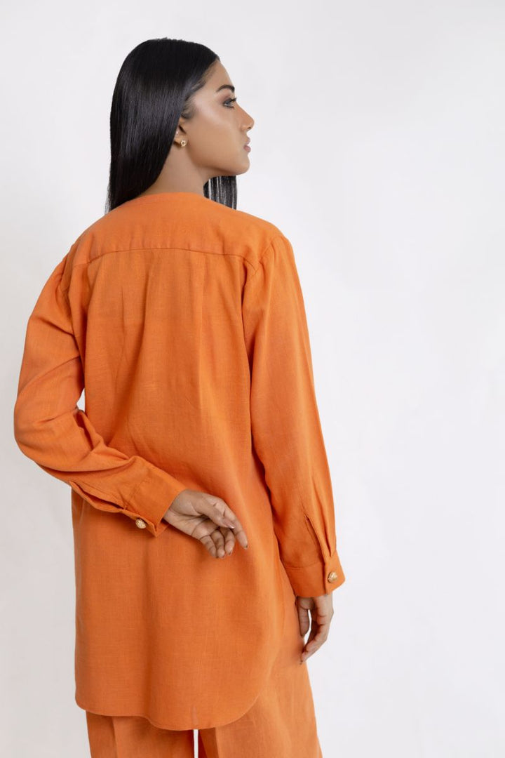 Shehrnaz - SHK-1401 - Saffron - Irish linen - 2 Piece